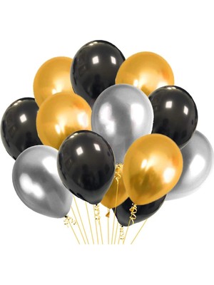 Feyza Design 50 Adet Metalik Renkli Balonlar - Parlak ve Uçabilen Helyumlu Set