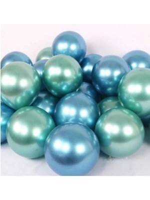 Feyza Design Krom Parlak Metalik Mavi-Yeşil Renk 30 Adet Balon