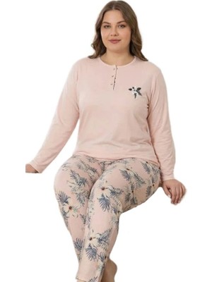Bipamuk Lunessa Pamuklu Büyük Beden Kadın Uzun Kol Pijama Takımı 3xl–6xl