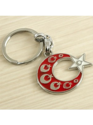 İsmiyle Al Ay Yıldız Metal Anahtarlık