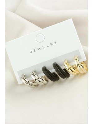 İsmiyle Al 6 Adet Çift Halka Trend Küpe 2 cm