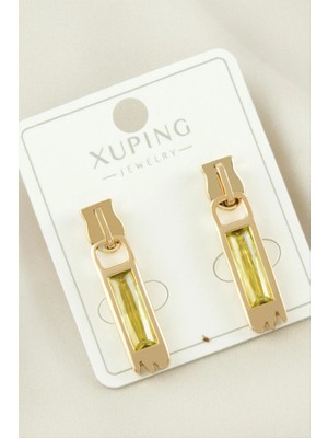 İsmiyle Al Xuping Fermuar Zirkon Taşlı Lüks Çelik Küpe