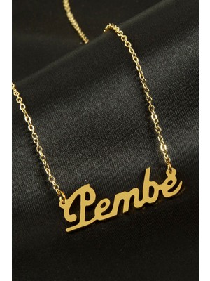 İsmiyle Al Pembe Isimli Kolye (Kişiye Özel)