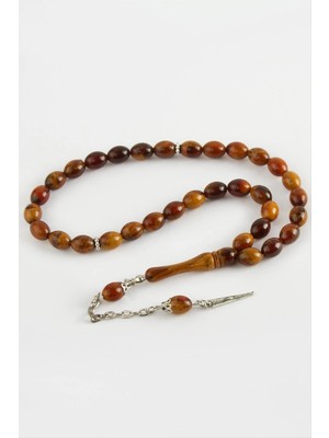 İsmiyle Al Zeytin Şekilli Plastik Tesbih 8*11 mm