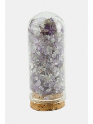 İsmiyle Al Ametist Taşı Cam Şişe Biblo