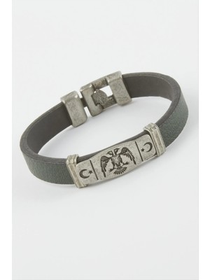 İsmiyle Al Çift Başlı Kartal Suni Deri Bileklik