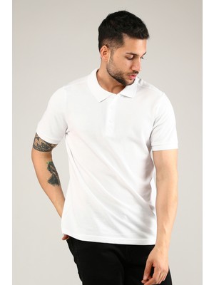 Uniprom Polo Yaka Tişört %100 Pamuk Beyaz Erkek