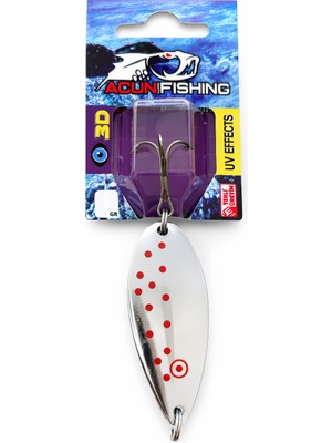Acun Fishing Metal Olta Kaşığı – Gümüş Kırmızı Benekli Sahte Balık Yemi