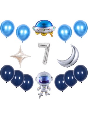 Feyza Design Uzay Temalı Doğum Günü Balon Seti - Sarı Şişirilebilir Balonlar