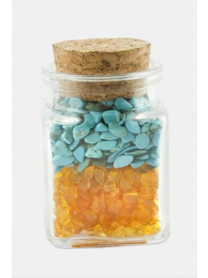 İsmiyle Al Akik Turkuaz Taşı Cam Şişe Biblo