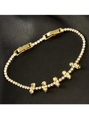 İsmiyle Al Ince Yuvarlak Tamtur Zirkon Taşlı Lüks Kararmaz Bileklik