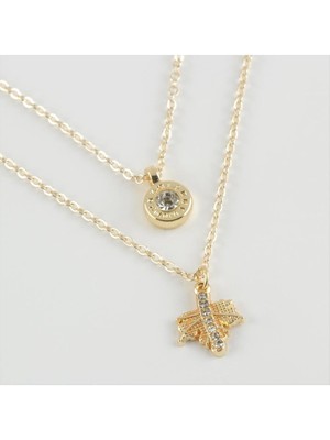 İsmiyle Al Yaprak Figürlü Yeni Sezon Ikili Kolye