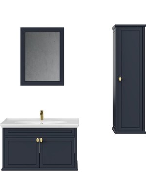 Creavit Antik Kapaklı 100 cm Antrasit Lavabo Dolabı Seti