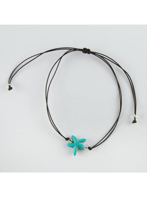 İsmiyle Al Deniz Yıldızı Figürlü Turkuaz Taşlı Bileklik