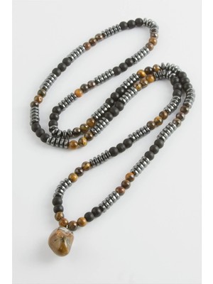 İsmiyle Al Kaplangözü Hematit Doğaltaş Kolye