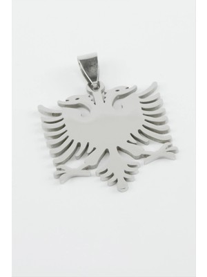 İsmiyle Al Çift Başlı Kartal Çelik Kolye Ucu 2,7 cm