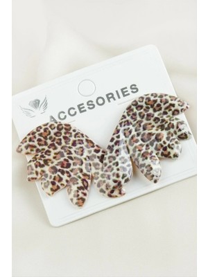 İsmiyle Al Leopar Desenli Yeni Sezon Metal Küpe