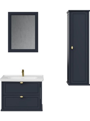 Creavit Antik Iki Çekmeceli 80 cm Antrasit Lavabo Dolabı Seti