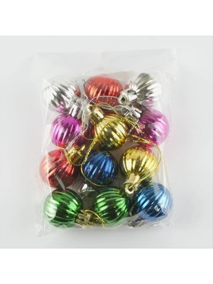 İsmiyle Al 12'li Çizgili Küçük Boy Cici Top Yılbaşı Ağaç Süsü