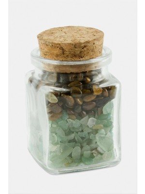 İsmiyle Al Kaplangözü Yeşim Taşı Cam Şişe Biblo