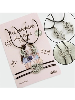 İsmiyle Al Best Friends Arkadaş Deri Set Kolye