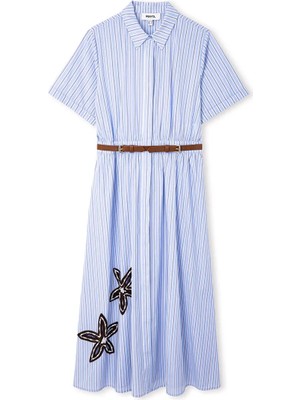 İpekyol Kontrast kemerli ve aplikeli gömlek elbise IS1260002372028