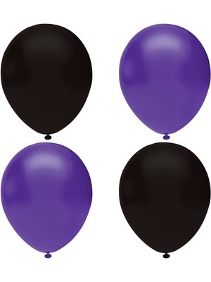 Feyza Design Siyah Mor Pastel Lateks Balon 30 Adet - Helyum Uyumlu