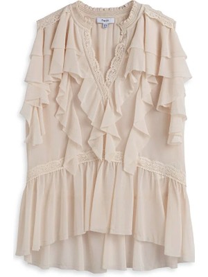 Twist Volanlı Dantel Şeritli Bluz TS1260006172AB1