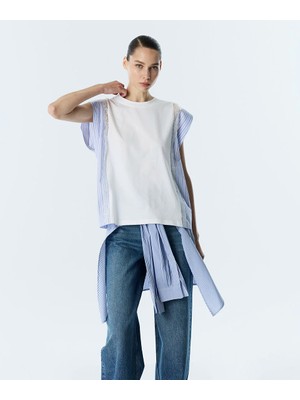 Twist Çizgili Poplin Mıx Tişört TS1260070220018