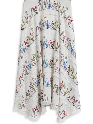 Twist Desenli Volanlı Midi Etek TS1260004148018