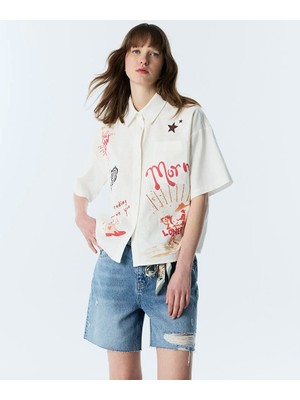 Twist SLOGAN VE GÖRSEL BASKILI GÖMLEK TS1260025240AB1