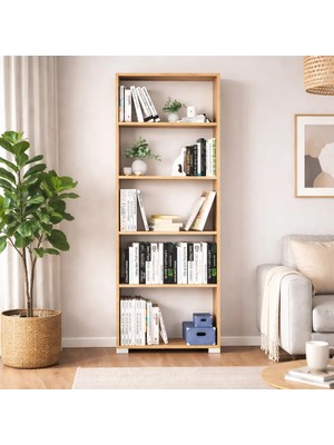 Midoser Lucas Serisi Safir Meşe 5 Raflı Kitaplık