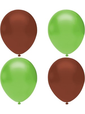 Feyza Design Kahverengi ve Açık Yeşil Pastel Lateks Balonlar - 50 Adet, 5 Metre Zincirli