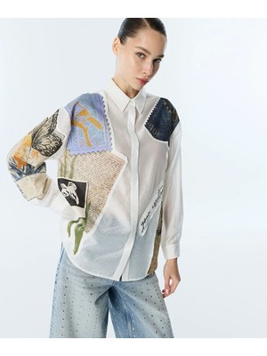 Twist SLOGAN VE GÖRSEL PATCH'Lİ GÖMLEK TS1260025221018