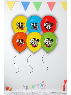 Feyza Design 10 Adet Mickey Mouse Konsept Doğum Günü Balonları