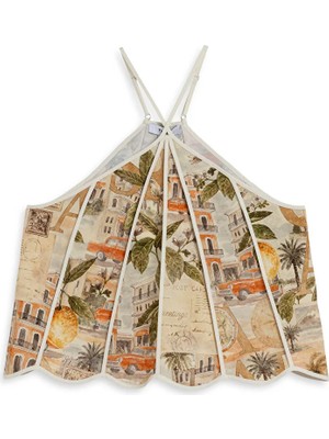 Twist GÖRSEL BASKILI HALTER YAKA BLUZ TS1260006104023