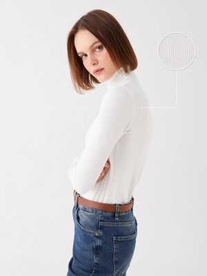 LC Waikiki Balıkçı Yaka Düz Uzun Kollu Kadın Triko Kazak  (W3)