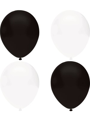 Feyza Design Siyah ve Beyaz Pastel Lateks Balonlar - 30 Adet