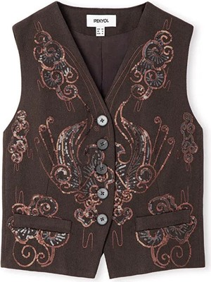 İpekyol Nakışlı ve payet işlemeli yelek IS1260007046074