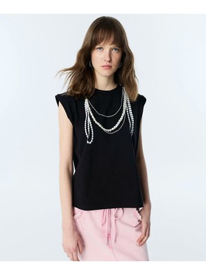 Twist Suni Inci Aksesuarlı Tişört TS1260070197001