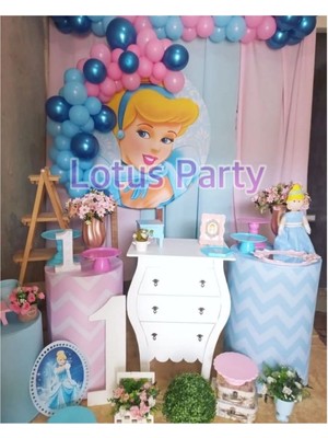 Feyza Design Prenses Temalı Balon Seti (Mavi & Pembe Krom Mavi) - 30 Adet