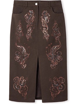 İpekyol Nakışlı ve payetli kalem etek IS1260004144074