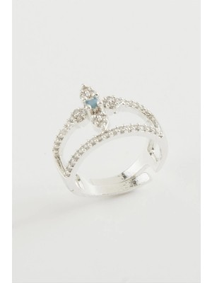 İsmiyle Al Çiçek Zirkon Taşlı Yüzük