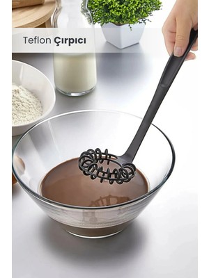 Orvila Yanmaz Yapışmaz Yüksek Isıya Dayanıklı Teflon Spiral Çırpıcı - Yumurta Çırpıcı 28 cm