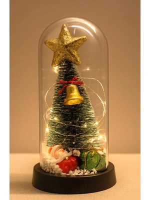 İlk El Grup Yılbaşı Temalı Işıklı Dekoratif Cam Fanus - Model 6