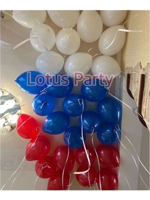 Feyza Design 30 Adet Balon Seti (Lacivert Beyaz Kırmızı) - Parti Malzemeleri