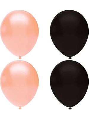 Feyza Design Siyah Pastel - Somon Makaron Balon Helyum Uyumlu 30 Adet