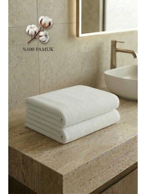 Qua Home 2 Adet Puff Serisi %100 Pamuk Banyo Havlusu 90X150 650 gr