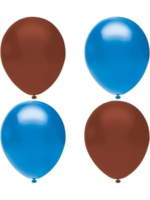 Feyza Design Kahverengi ve Mavi Karışık Pastel Lateks Balon Seti (50 Adet)