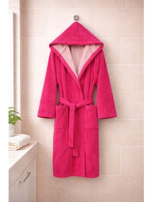 MySoft Home Triga Kadife Kapüşonlu Bornoz %100 Pamuk